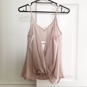 NWT Surplice Chiffon Tank in Dusty Mauve